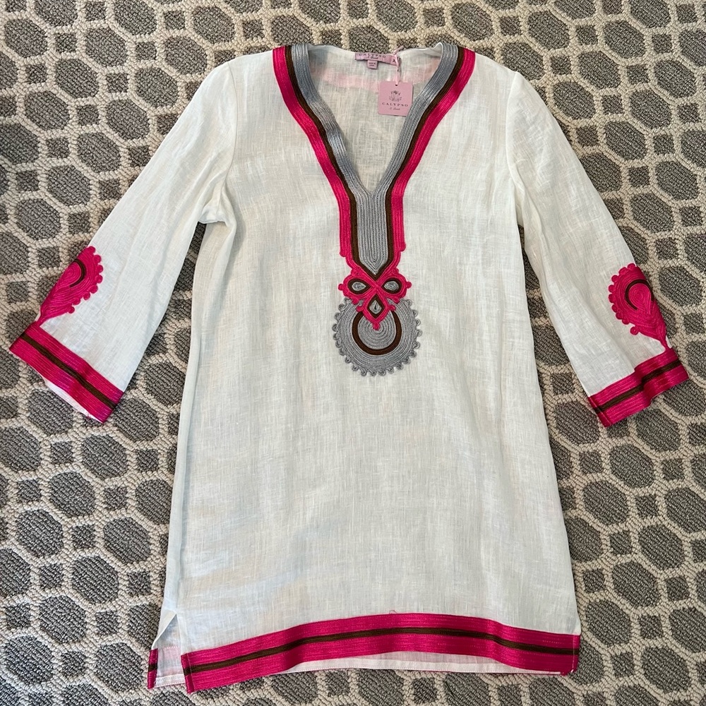 NWT Calypso St Barth Linen Tunic Beach Pool Cover Up size XS New with Tags